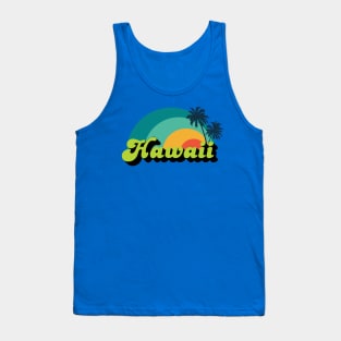 Hawaii Colorful Rainbow Sunset Palm Tree Silhouette Tank Top